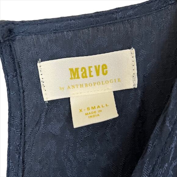 Anthropologie Maeve Jacqueline Jacquard Leopard Navy Blue Jumpsuit Size XS - Picture 7 of 8